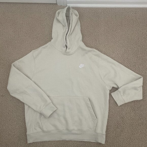 Beige Nike Club Hoodie Size Large - Picture 1 of 2